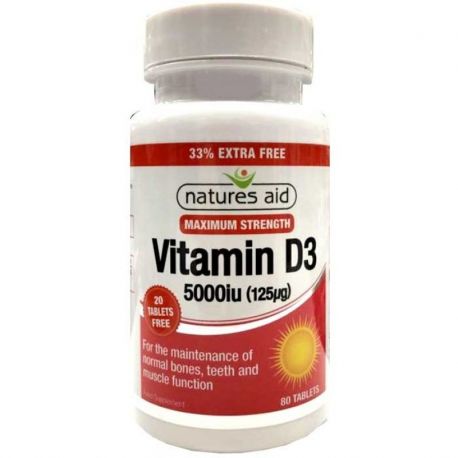 NATURES AID Vitamin D3 5000iu - 80 tabs