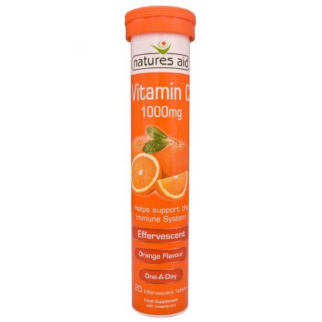 NATURES AID Vitamin C 1000mg Effervescent (Orange Flavour) - 20 