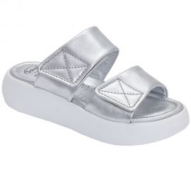 Scholl Boca 2 Silver Leather Sandals - Code: F300101057