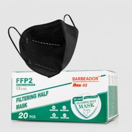 KN95 Respirator Face Mask Barbeador 3D Care FFP2 (15cm x 11cm) Protective Masks [Black] 20pc