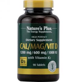 Nature's Plus Cal/Mag/Vit D3 with Vitamin K2 Ch.-Chocol 60caps