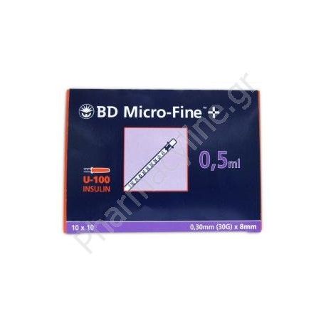 BD Micro-Fine Σύριγγα Ινσουλίνης 0,5 ml 30 G x 8 mm