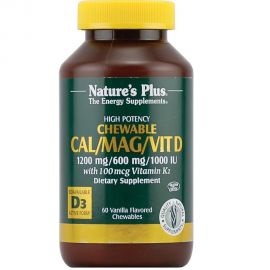 Nature s Plus Cal/Mag/Vit D3 with Vitamin K2 Ch.-Vanilla 60caps